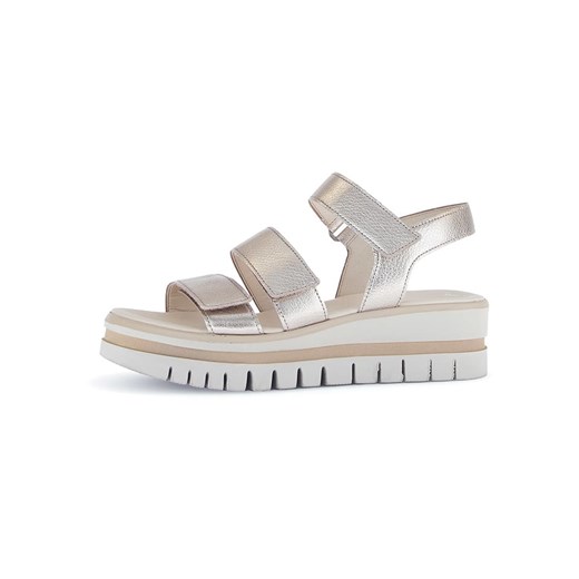 Gabor Skórzane sandały w kolorze złotym na koturnie ze sklepu Limango Polska w kategorii Sandały damskie - zdjęcie 184877697