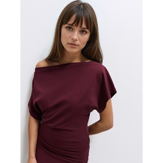 Mohito - Bordowa sukienka maxi z odkrytymi ramionami - ciemny fiolet Mohito XS Mohito