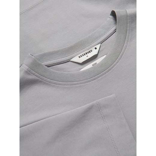Reserved - T-shirt boxy z merceryzowanej bawełny - jasnoszary Reserved L Reserved