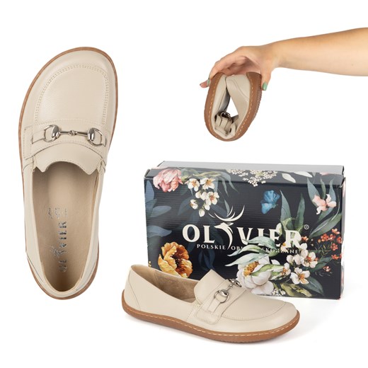 Barefoot damskie mokasyny skórzane minimalistyczne letnie 1288AR beżowe ze sklepu butyolivier w kategorii Półbuty damskie - zdjęcie 184879268