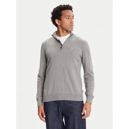 Barbour Sweter Half Zip MKN1074GY52 Szary Regular Fit ze sklepu MODIVO w kategorii Swetry męskie - zdjęcie 184881269