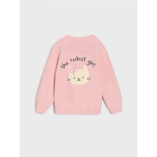 Sinsay - Sweter rozpinany z nadrukiem na plecach - różowy - id: 5475Z-03X - marki Sinsay - 184883658 Sinsay - Sweter rozpinany z nadrukiem na plecach - różowy ze sklepu Sinsay w kategorii Bluzy i swetry - zdjęcie 184883658
