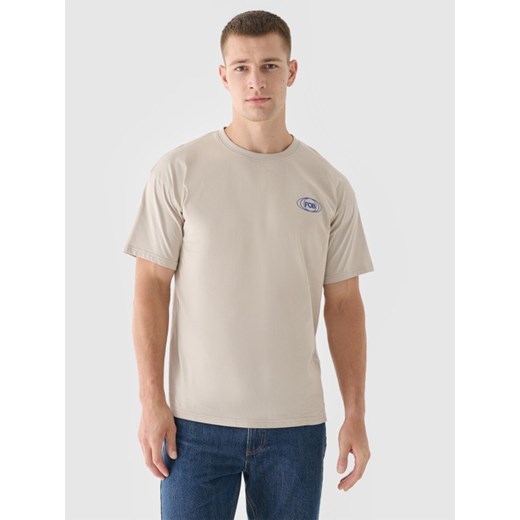 Męski t-shirt z nadrukiem 4F 4FRSS24TTSHM2535 - beżowy ze sklepu Sportstylestory.com w kategorii T-shirty męskie - zdjęcie 184885255