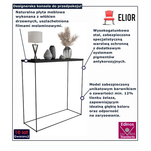 Czarna konsola nowoczesna do przedpokoju - Irix 4X Elior One Size wyprzedaż Edinos.pl