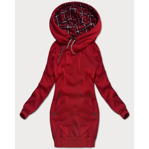 Długa bluza damska czerwona (AMG-738/1) ze sklepu goodlookin.pl w kategorii Bluzy damskie - zdjęcie 184886795