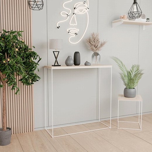 Konsola do przedpokoju dąb sonoma + biały - Irix 3X Elior One Size Edinos.pl