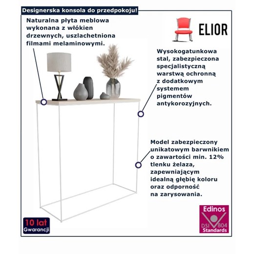 Konsola do przedpokoju dąb sonoma + biały - Irix 3X Elior One Size Edinos.pl