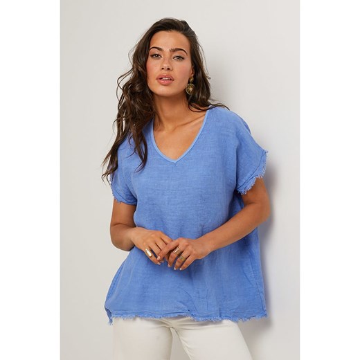 Le Monde du Lin Lniana bluzka w kolorze niebieskim ze sklepu Limango Polska w kategorii Bluzki damskie - zdjęcie 184888796