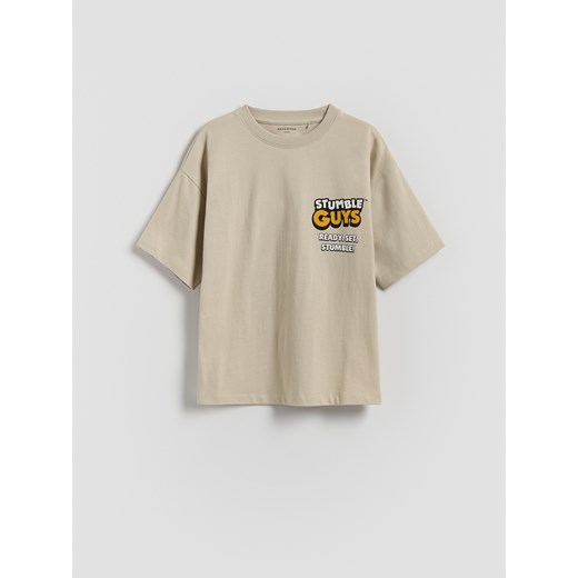 Reserved - T-shirt Stumble Guys - beżowy ze sklepu Reserved w kategorii T-shirty chłopięce - zdjęcie 184889005