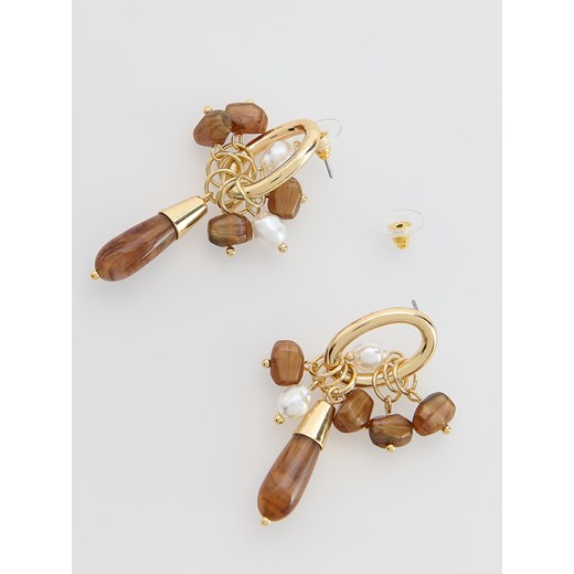 Reserved - Wiszące kolczyki z ozdobnymi kamieniami - wielobarwny Reserved ONE SIZE Reserved