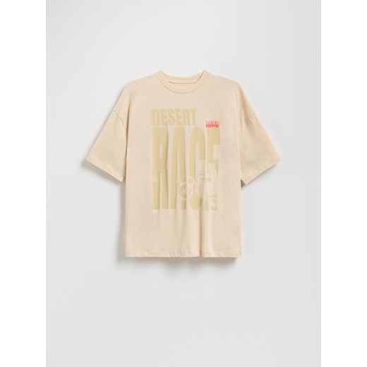 Reserved - Bawełniany t-shirt - beżowy ze sklepu Reserved w kategorii T-shirty chłopięce - zdjęcie 184889217