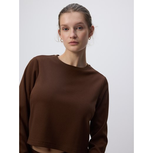 Reserved - Gładka bluza z wiskozą - ciemnobrązowy Reserved L Reserved