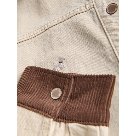 Reserved - Jeansowa kurtka z haftem - beżowy Reserved XL Reserved