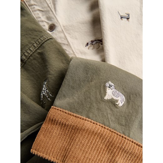 Reserved - Jeansowa kurtka z haftem - beżowy Reserved XL Reserved
