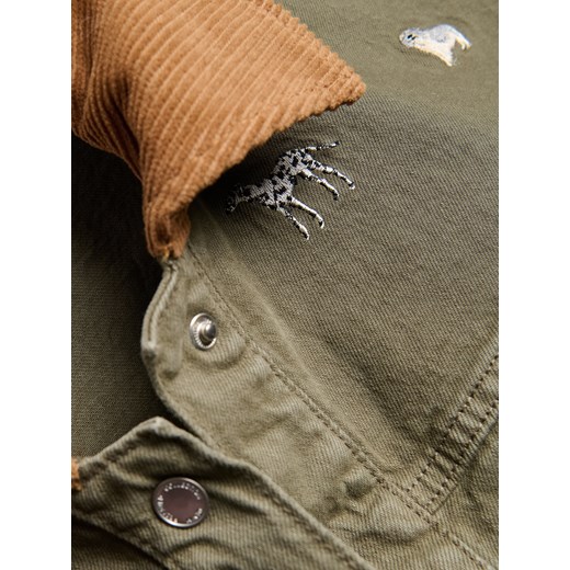 Reserved - Jeansowa kurtka z haftem - zielony Reserved XL Reserved