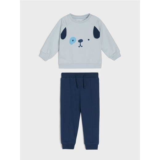 Sinsay - Bawełniany komplet: bluza i spodnie - wielobarwny Sinsay 62 (1-3 m) Sinsay