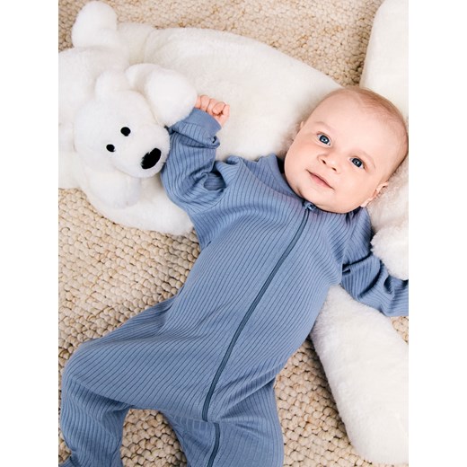 Sinsay - Pajacyk z prążkowanej dzianiny 3 pack - błękitny Sinsay 62 (1-3 m) Sinsay