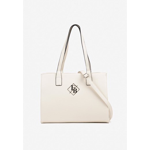 Biała Torebka w Stylu Shopperki Ozdobione Metaliczną Aplikacją Honevia ze sklepu renee.pl w kategorii Torby Shopper bag - zdjęcie 184890949