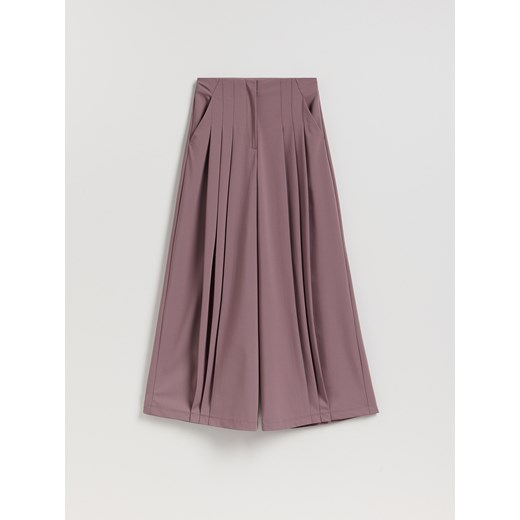 Reserved - Szerokie spodnie z zakładkami - fioletowy Reserved S Reserved