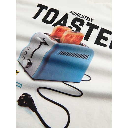 Reserved - Bawełniany t-shirt z nadrukiem - pastelowy róż Reserved 158 (12 lat) Reserved