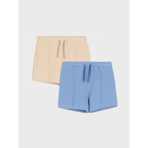 Sinsay - Bawełniane szorty ze strukturalnej dzianiny 2 pack - beżowy ze sklepu Sinsay w kategorii Odzież dla niemowląt - zdjęcie 184903945