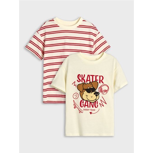 Sinsay - Koszulki 2 pack - kremowy ze sklepu Sinsay w kategorii T-shirty chłopięce - zdjęcie 184903966