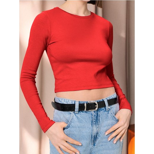 Sinsay - Krótka bluzka z długimi rękawami - czerwony Sinsay XL promocja Sinsay