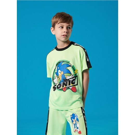 Sinsay - Koszulka z dekoracyjną taśmą na rękawach Sonic the Hedgehog - zielony ze sklepu Sinsay w kategorii T-shirty chłopięce - zdjęcie 184904365