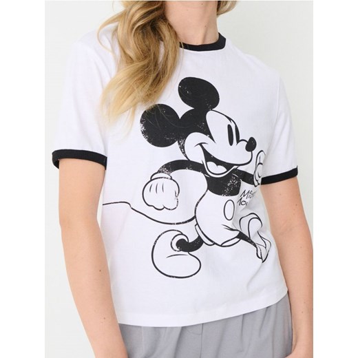 Sinsay - Koszulka z nadrukiem Mickey Mouse - kremowy ze sklepu Sinsay w kategorii Bluzki damskie - zdjęcie 184904389