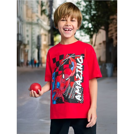 Sinsay - Koszulka Spider-Man - czerwony Sinsay 122 (6-7 l) wyprzedaż Sinsay