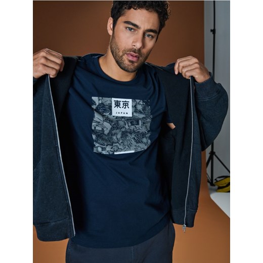 Sinsay - Koszulka - granatowy ze sklepu Sinsay w kategorii T-shirty męskie - zdjęcie 184904649