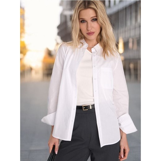 Sinsay - Bawełniana koszula z kołnierzykiem - biały Sinsay XS Sinsay promocja