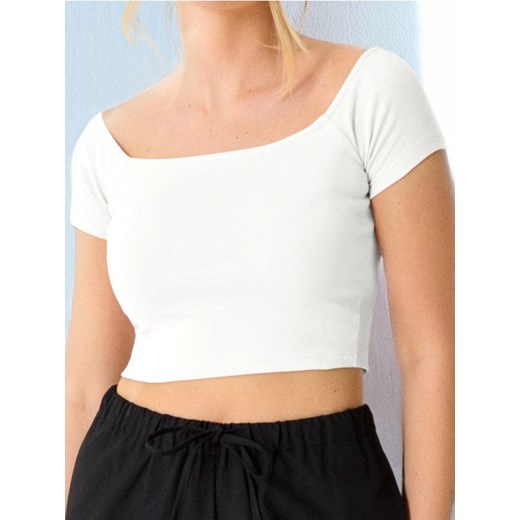 Sinsay - Crop top z krótkim rękawem - biały ze sklepu Sinsay w kategorii Bluzki damskie - zdjęcie 184905096
