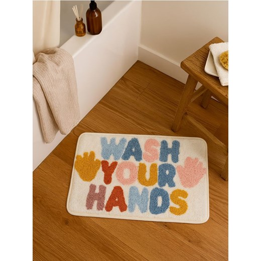 Sinsay - Mata łazienkowa z napisem "Wash your hands" - wielobarwny ze sklepu Sinsay w kategorii Dywaniki łazienkowe - zdjęcie 184905237