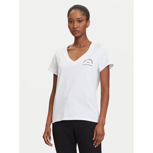 KARL LAGERFELD T-Shirt A3W17104 Biały Regular Fit ze sklepu MODIVO w kategorii Bluzki damskie - zdjęcie 184906049