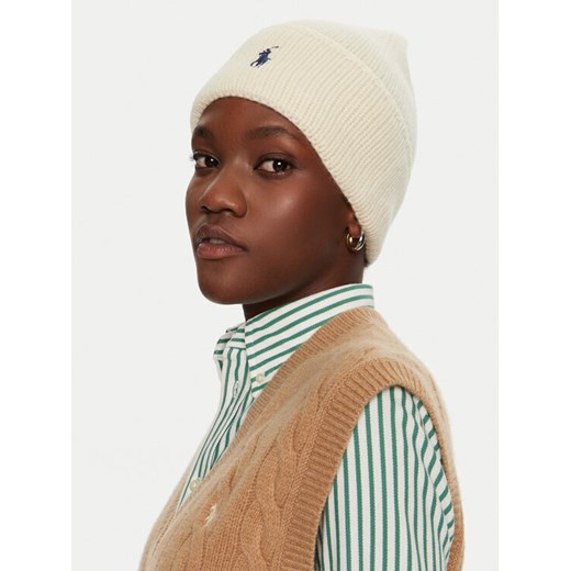 Polo Ralph Lauren Czapka 455954355006 Beżowy ze sklepu MODIVO w kategorii Czapki zimowe damskie - zdjęcie 184906068