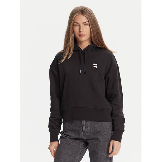 KARL LAGERFELD Bluza A3W20053 Czarny Regular Fit ze sklepu MODIVO w kategorii Bluzy damskie - zdjęcie 184906085
