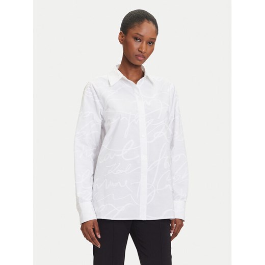 KARL LAGERFELD Koszula A3W11021 Biały Regular Fit ze sklepu MODIVO w kategorii Koszule damskie - zdjęcie 184906137