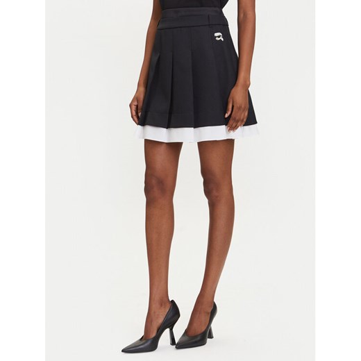 KARL LAGERFELD Spódnica mini A3W12021 Czarny Regular Fit ze sklepu MODIVO w kategorii Spódnice - zdjęcie 184906146