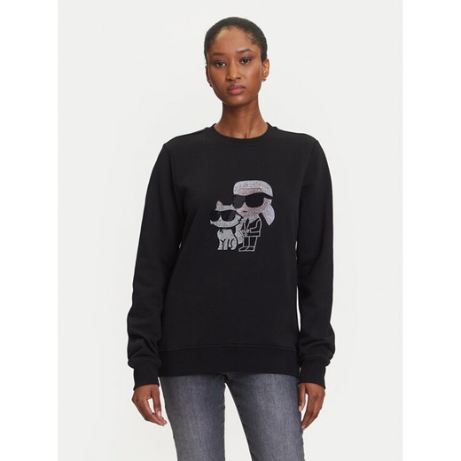 KARL LAGERFELD Bluza A3W20069 Czarny Regular Fit ze sklepu MODIVO w kategorii Bluzy damskie - zdjęcie 184906147