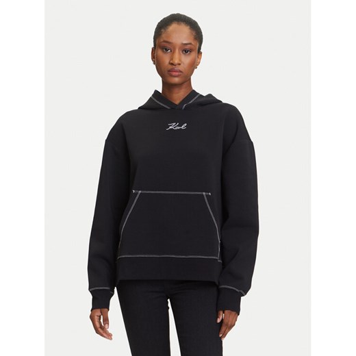 KARL LAGERFELD Bluza A3W20011 Czarny Relaxed Fit ze sklepu MODIVO w kategorii Bluzy damskie - zdjęcie 184906148