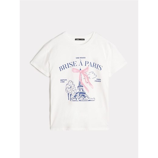 Sinsay - Bawełniana koszulka z krótkim rękawem - kremowy Sinsay L Sinsay