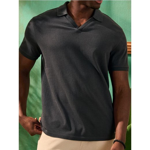 Sinsay - Koszulka polo z dekoltem w serek - szary ze sklepu Sinsay w kategorii T-shirty męskie - zdjęcie 184915255