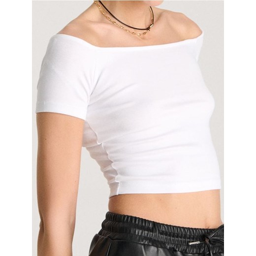 Sinsay - Crop top z krótkim rękawem - biały ze sklepu Sinsay w kategorii Bluzki damskie - zdjęcie 184915405
