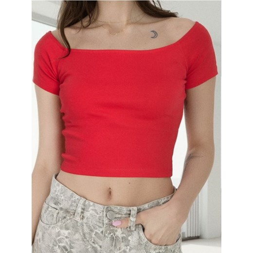 Sinsay - Crop top z krótkim rękawem - czerwony ze sklepu Sinsay w kategorii Bluzki damskie - zdjęcie 184915406