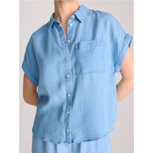 Sinsay - Koszula z krótkim rękawem i kołnierzykiem - niebieski ze sklepu Sinsay w kategorii Koszule damskie - zdjęcie 184915529