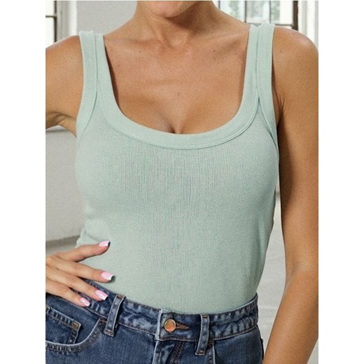 Sinsay - Elastyczne body z prążkowanej dzianiny - zielony Sinsay XS Sinsay
