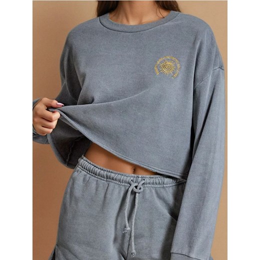 Sinsay - Bluza z haftem - szary ze sklepu Sinsay w kategorii Bluzy damskie - zdjęcie 184915576