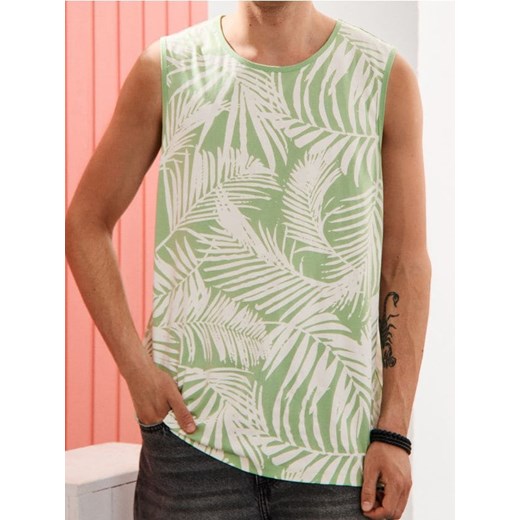 Sinsay - Tank top z motywem roślinnym - zielony ze sklepu Sinsay w kategorii T-shirty męskie - zdjęcie 184915816