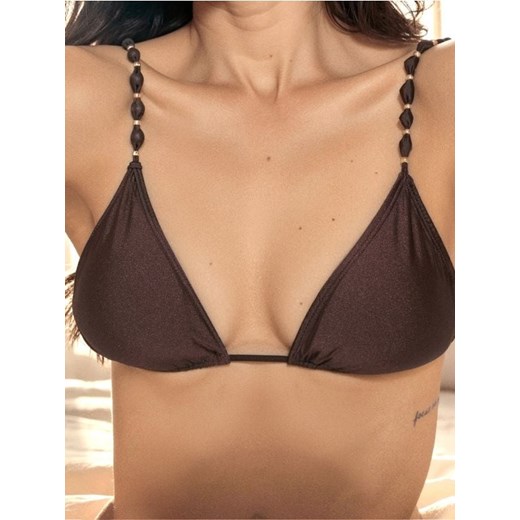 Sinsay - Góra od bikini z dekoracyjnymi ramiączkami - brązowy ze sklepu Sinsay w kategorii Stroje kąpielowe - zdjęcie 184915838